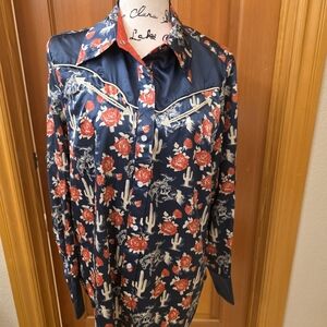 NWT Rodeo Quincy Ride Sally Ride Pearl Snap Button Up  XL